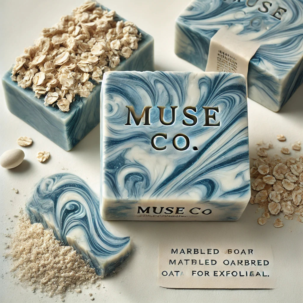 Marbled Blue & White Oatmeal Soap